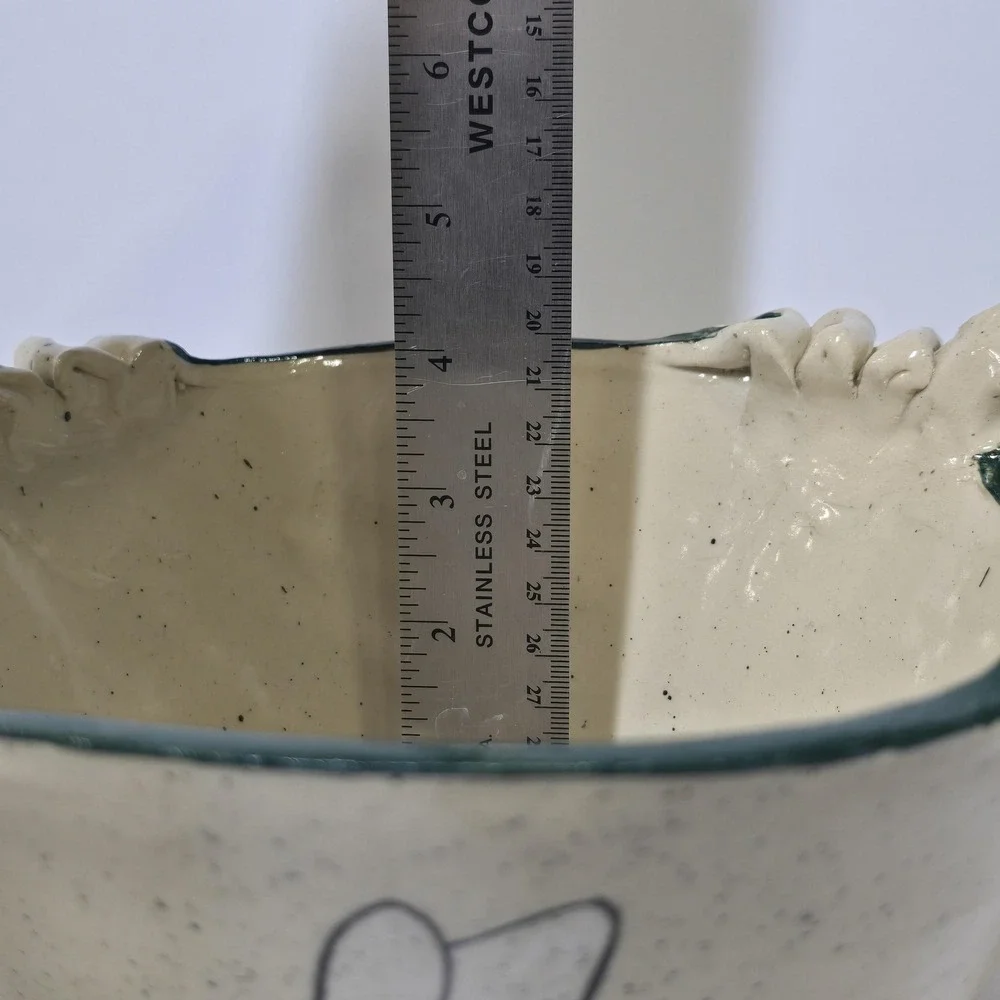 Vintage Gail Miller Signed Pottery Bunny Bowl Folk Art Arkansas HandPainted